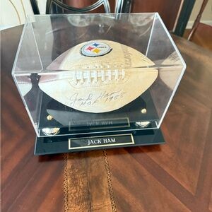 Autographed Jack Ham HOF 1988 Football in Display Case
